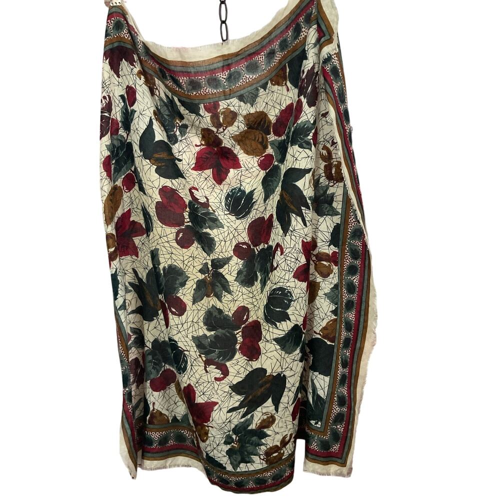Vintage Leaf Patterns Polyester Scarf 35 x 35